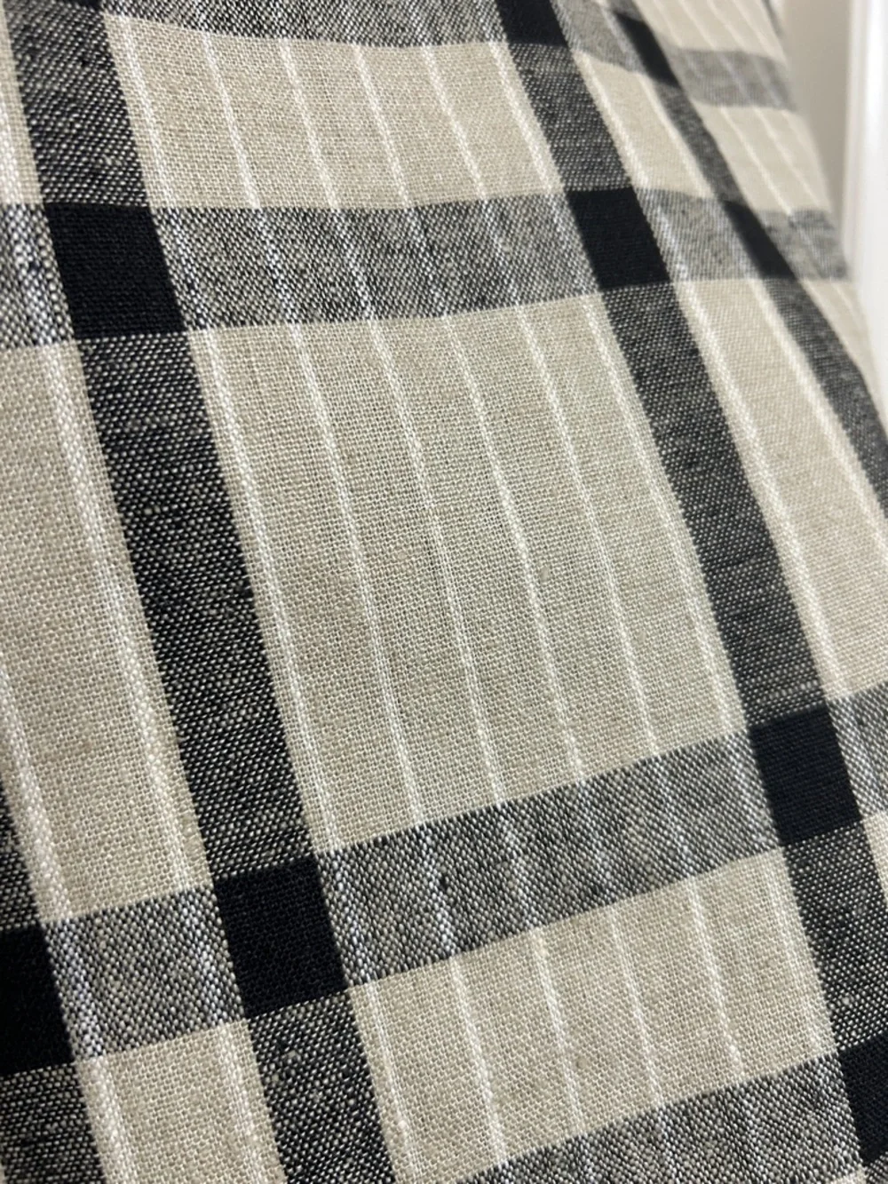 Laura Gayle Linen Black and Tan Plaid Single-Button Blazer Lightweight Summer - Picture 15 of 15